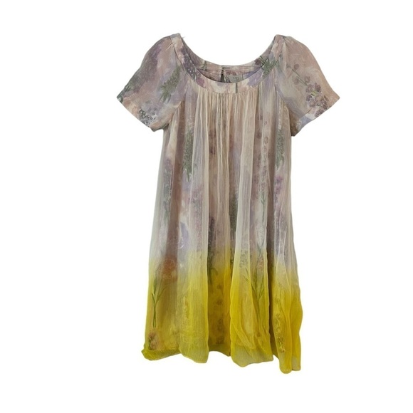 Anthropologie HD in Paris floral watercolor double layer short sleeve dress EUC - Picture 1 of 15